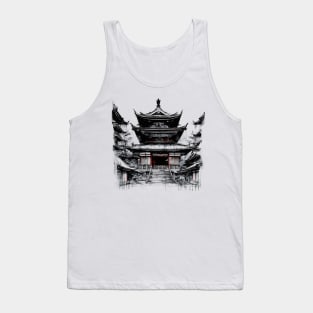 Japanese Temple Ink Painting Tank Top